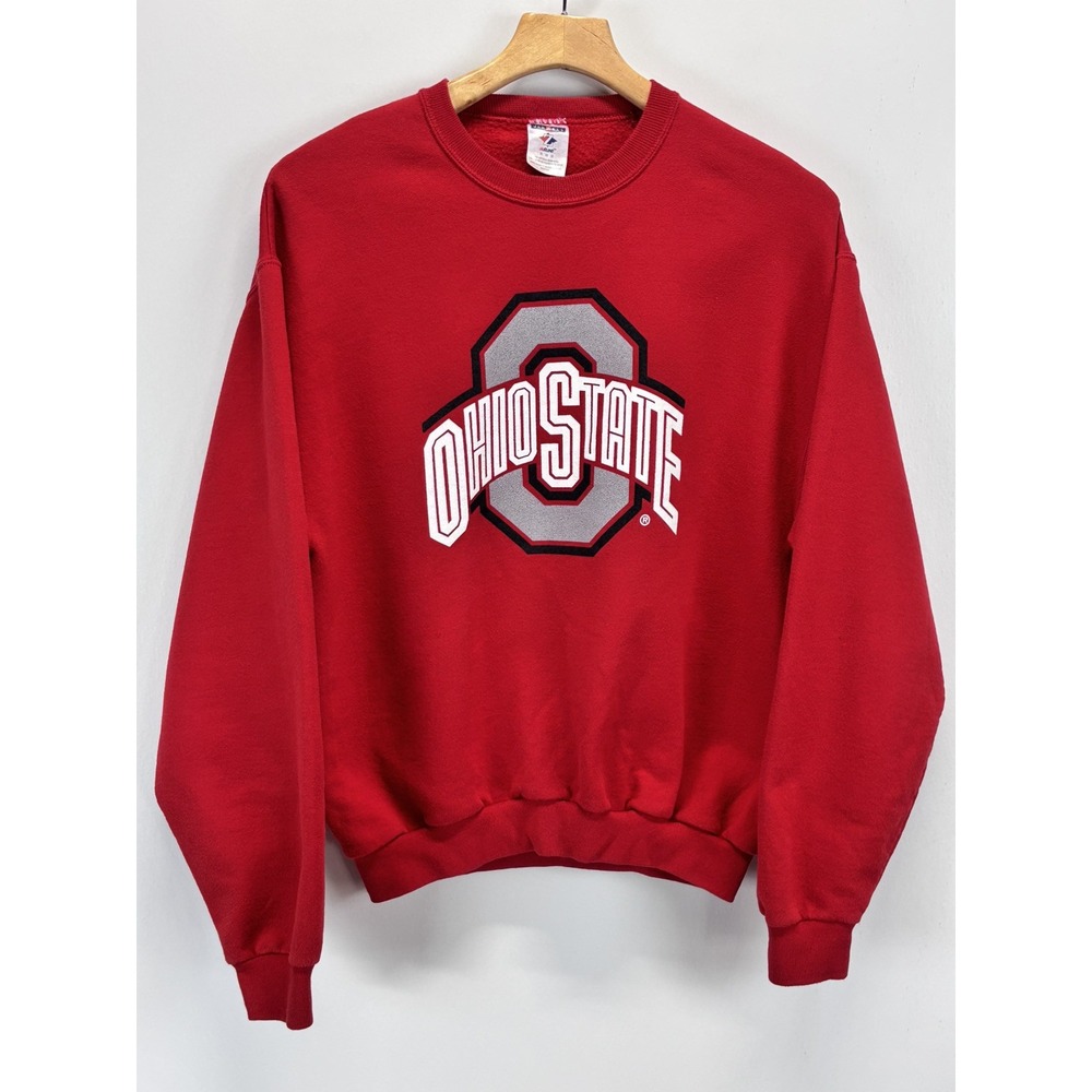 Vtg Jerzees OSU Ohio State Sweatshirt Sz Medium Men's Red Crew Neck 90s Pullover